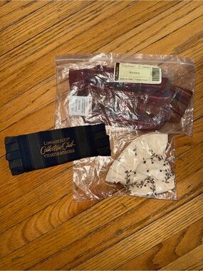 Longaberger Navy, Burgundy & Cream Fabric Accessory Set